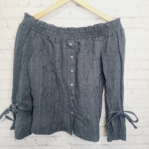 Lucky Brand Charcoal Off-Shoulder Blouse